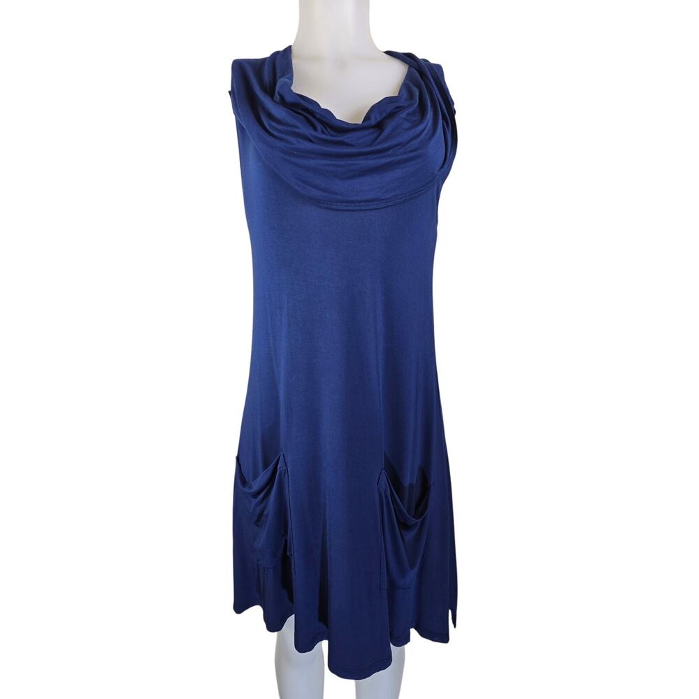 Soft Surroundings Navy Blue Front Pocket Sleeveless Women's Dress L